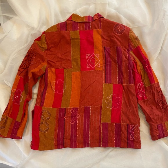 Alfred Dunner Patchwork Embroidered Beaded Vintage Linen Jacket 12 Shacket - Picture 5 of 6